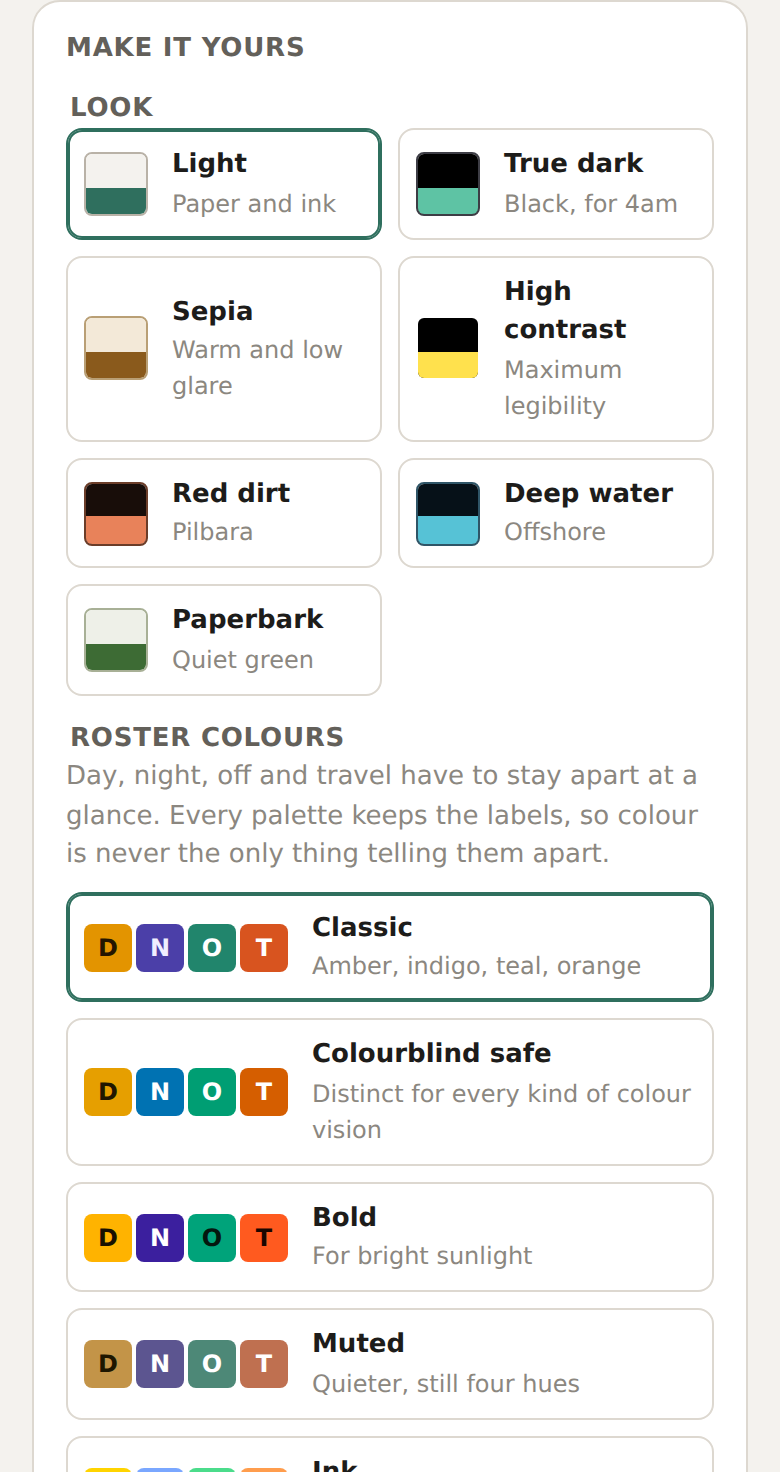 Theme options